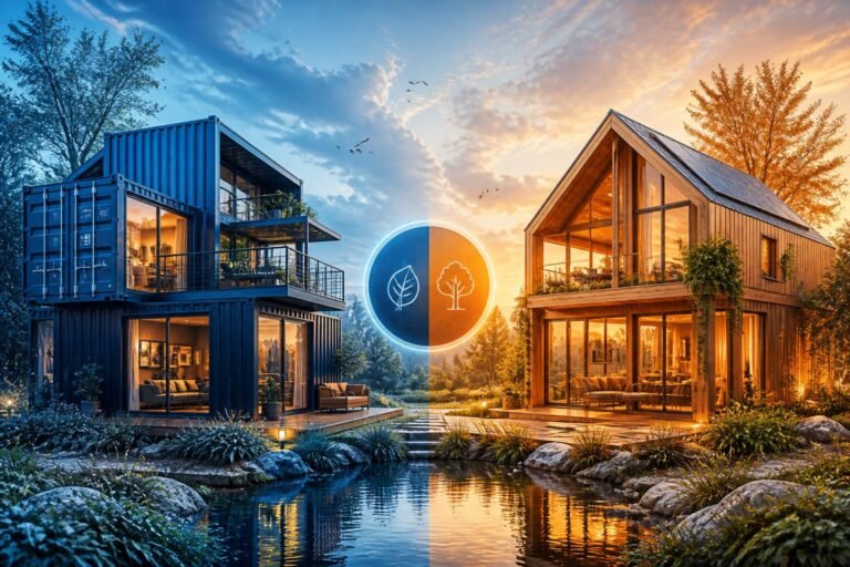 découvrez une analyse détaillée entre la maison conteneur et l'ossature bois pour choisir la solution la plus durable et écologique pour votre projet de construction.